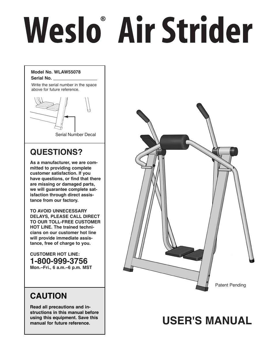 Weslo WLAW55078 User Manual | 16 pages