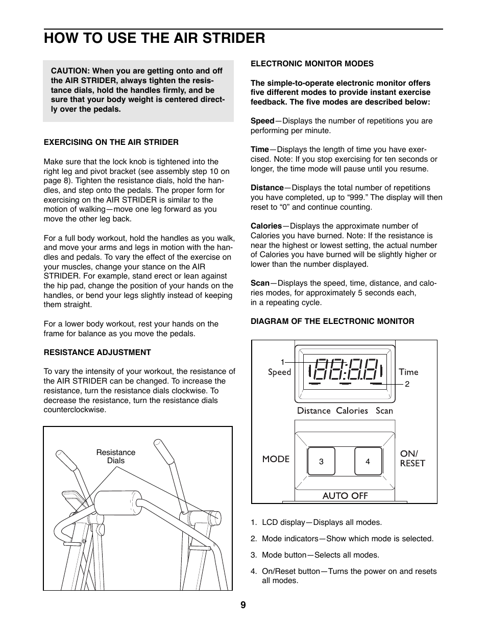 How to use the air strider | Weslo WLAW55078 User Manual | Page 9 / 16