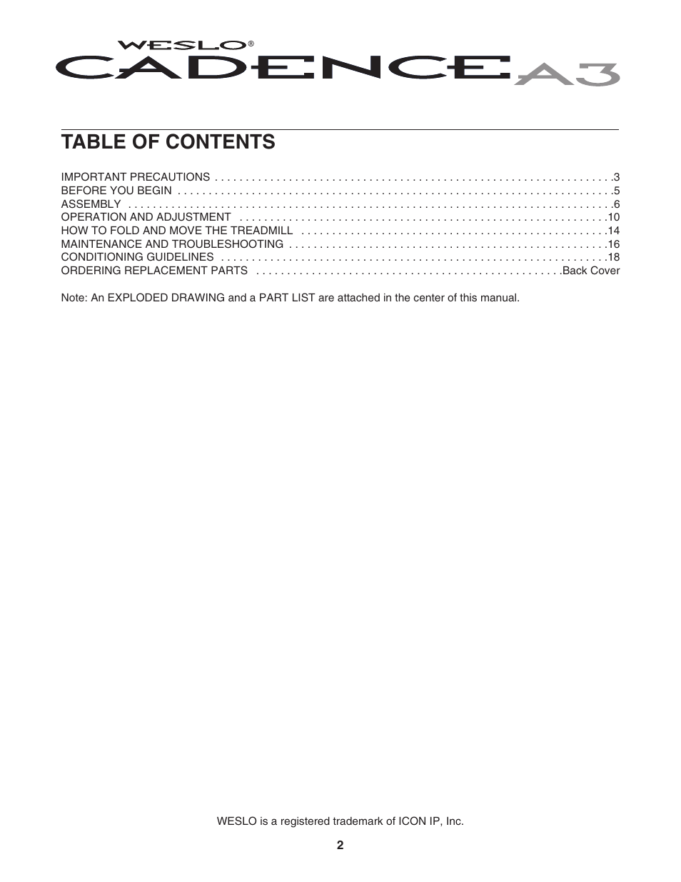 Weslo WLTL223040 User Manual | Page 2 / 22