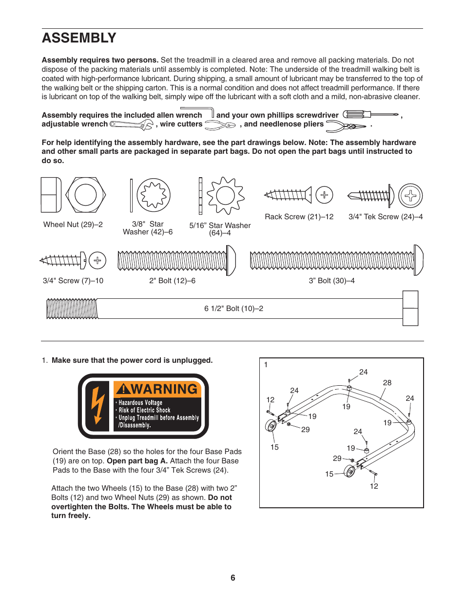 Assembly | Weslo WLTL223040 User Manual | Page 6 / 22