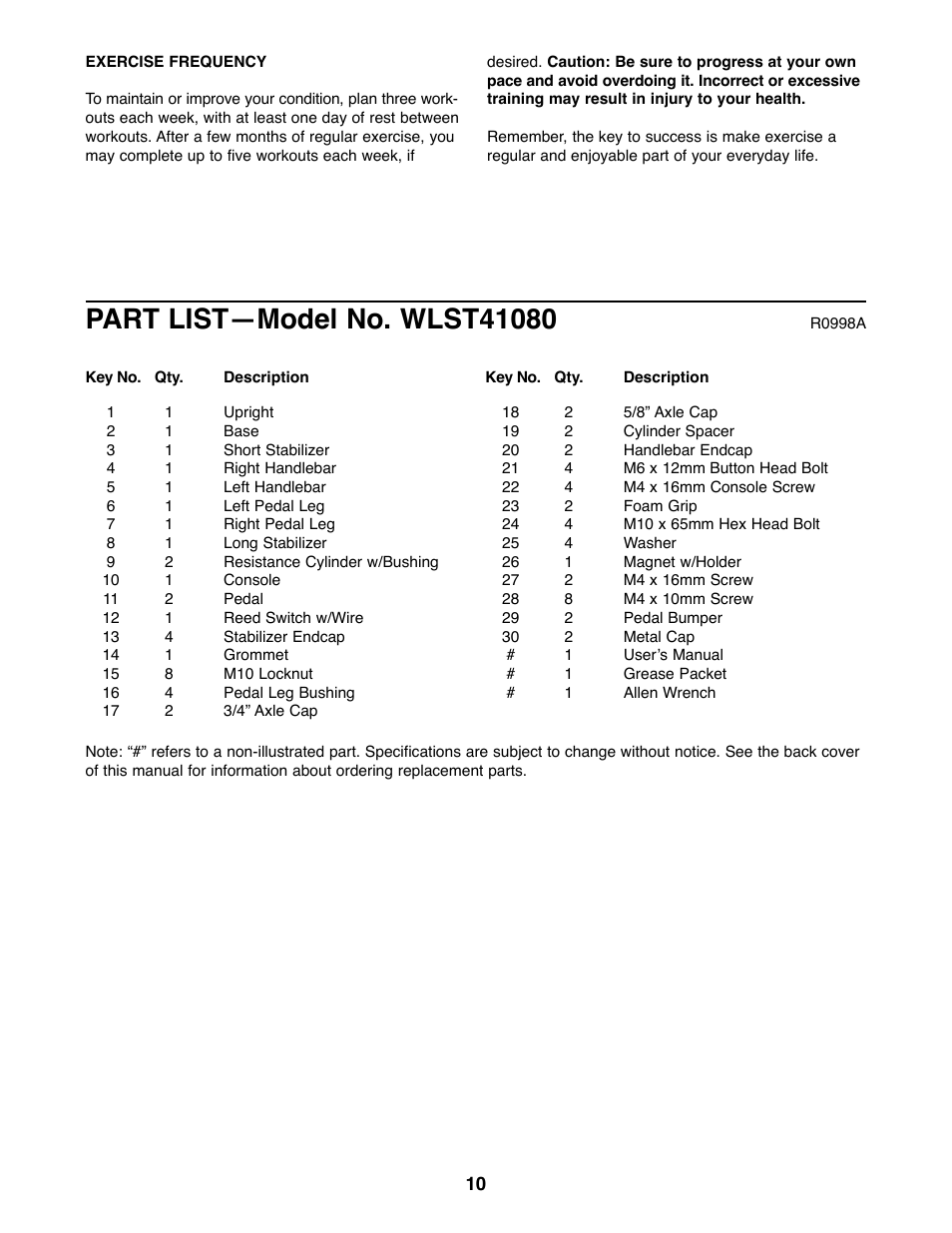 Weslo 450T User Manual | Page 10 / 12