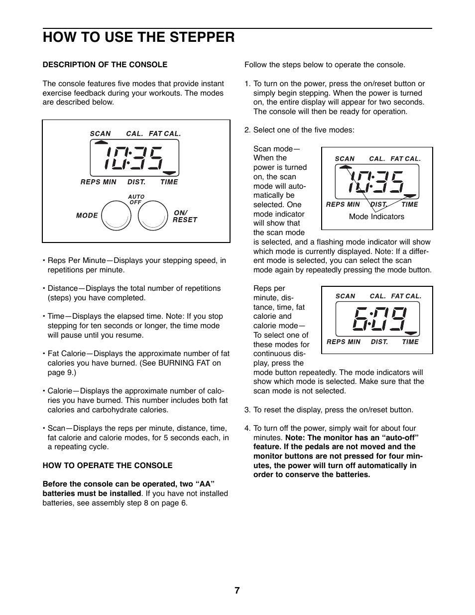 How to use the stepper | Weslo 450T User Manual | Page 7 / 12