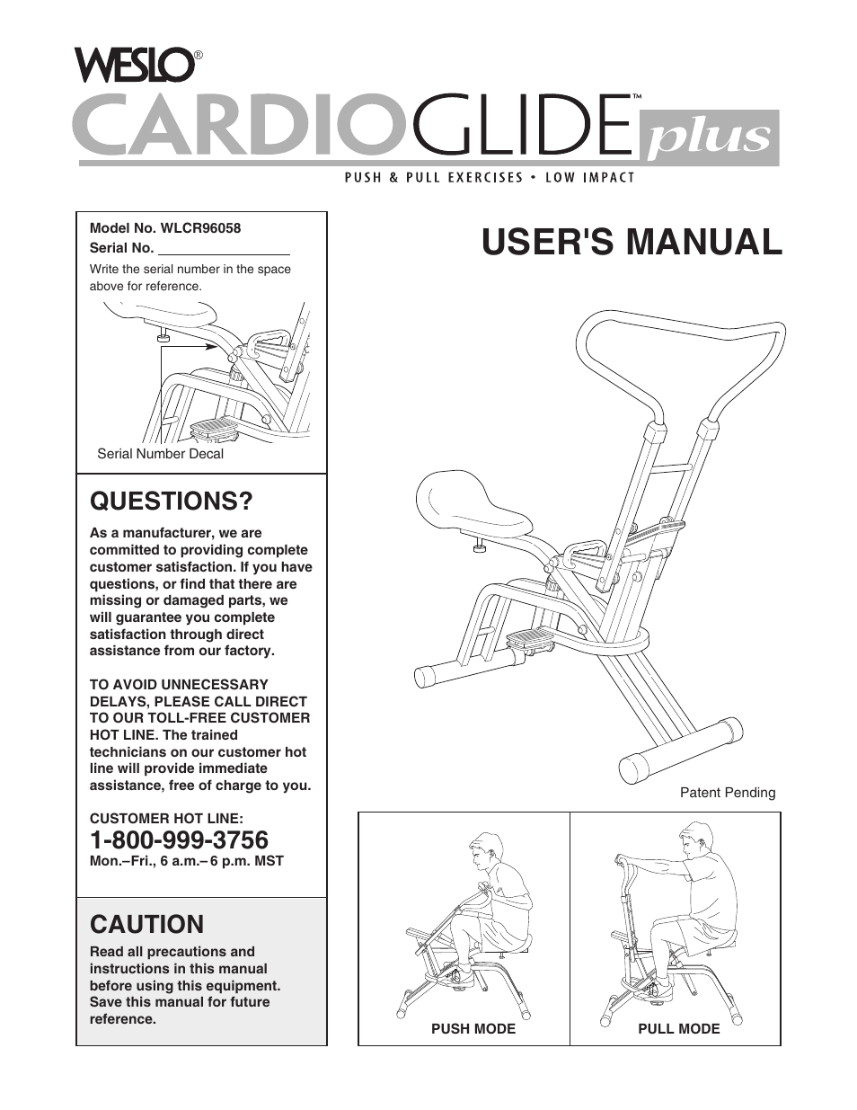 Weslo WLCR96058 User Manual | 12 pages