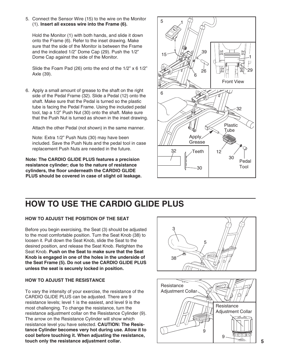 How to use the cardio glide plus | Weslo WLCR96058 User Manual | Page 5 / 12