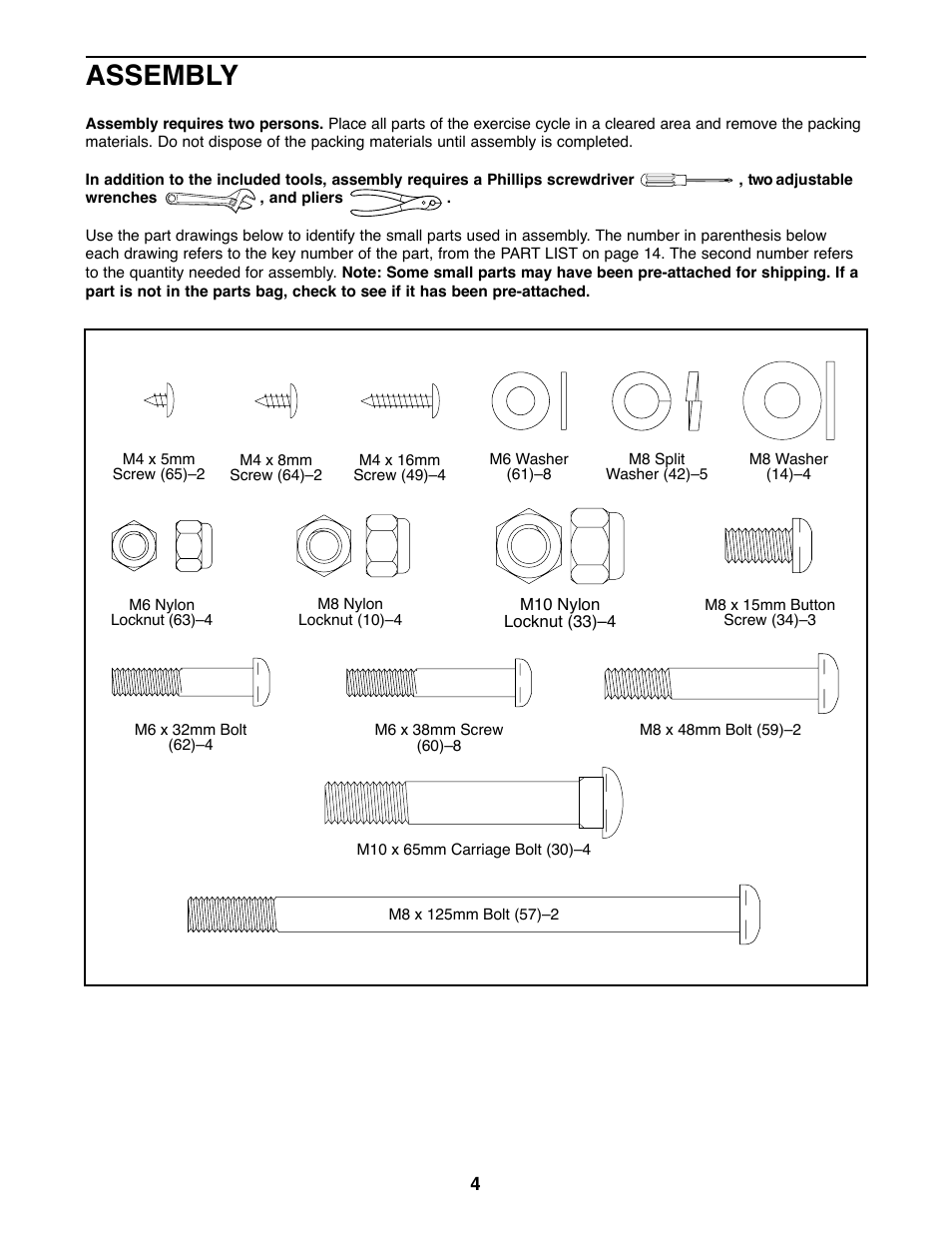 Assembly | Weslo 831.283160 User Manual | Page 4 / 16