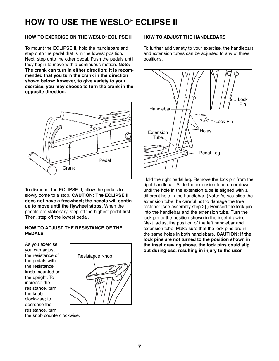 How to use the weslo, Eclipse ii | Weslo WLEL45070 User Manual | Page 7 / 16