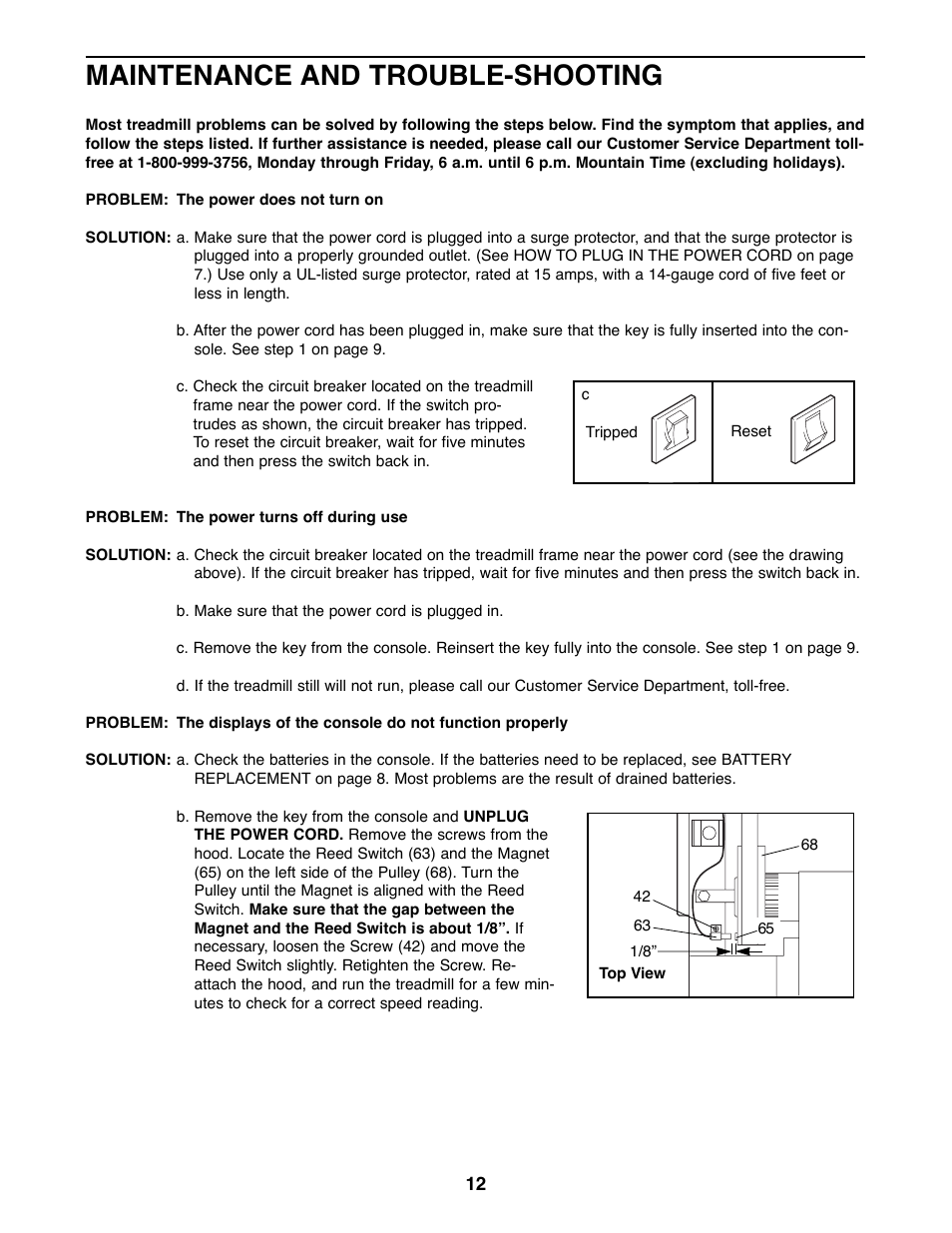 Maintenance and trouble-shooting | Weslo WLTL41580 User Manual | Page 12 / 18