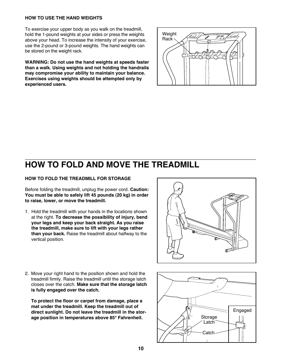 How to fold and move the treadmill | Weslo WLTL49200 User Manual | Page 10 / 18