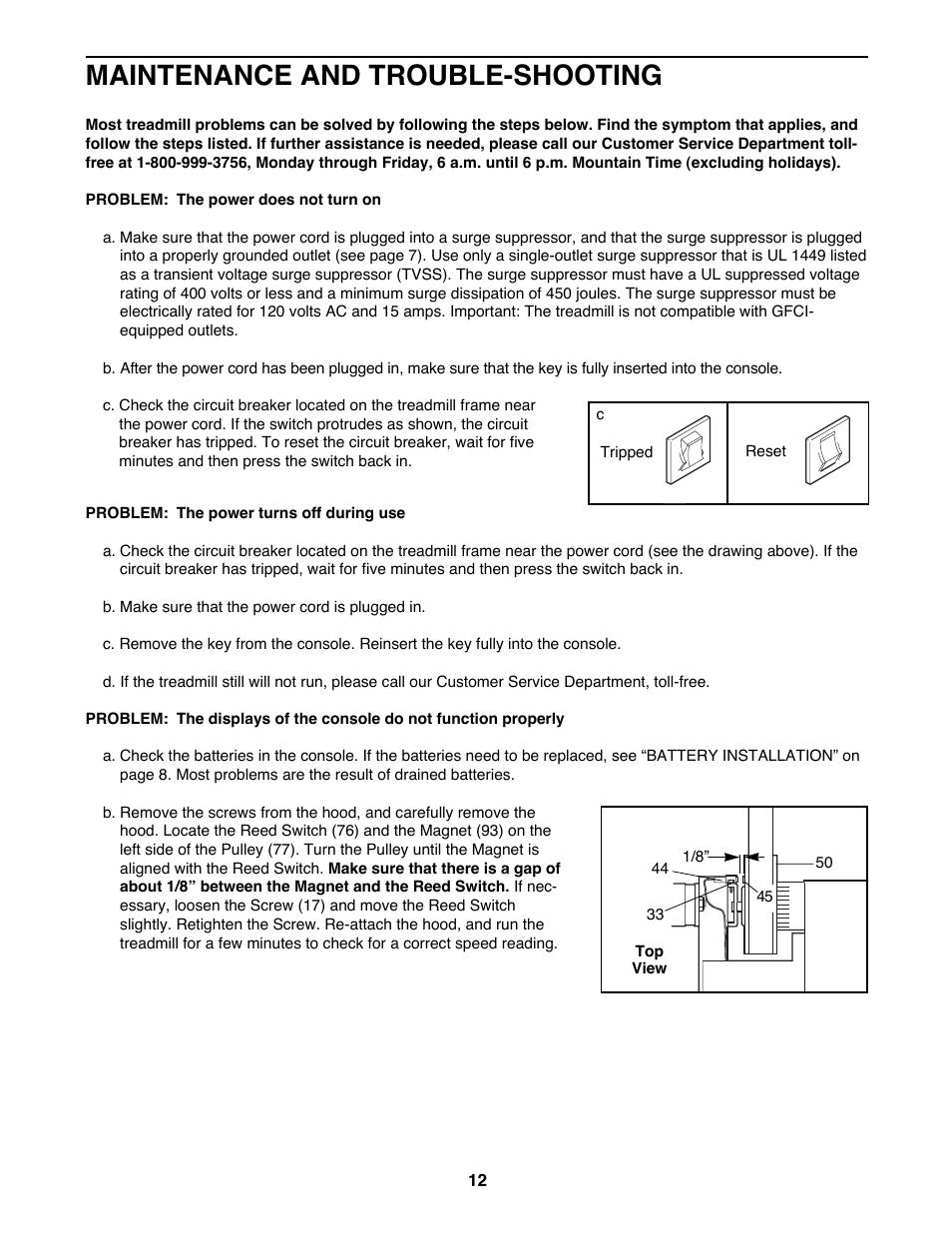 Maintenance and trouble-shooting | Weslo WLTL49200 User Manual | Page 12 / 18