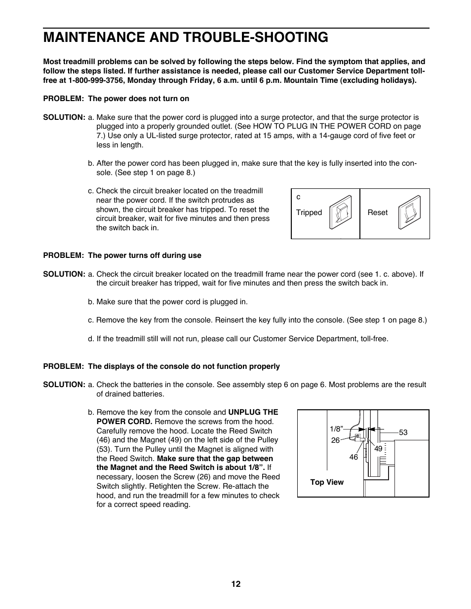 Maintenance and trouble-shooting | Weslo DX3 User Manual | Page 12 / 18