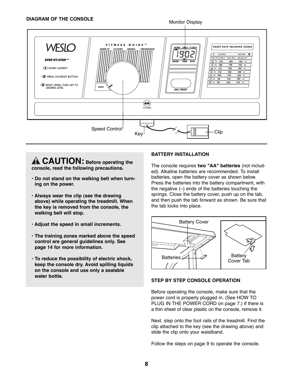 Caution | Weslo DX10 User Manual | Page 8 / 18