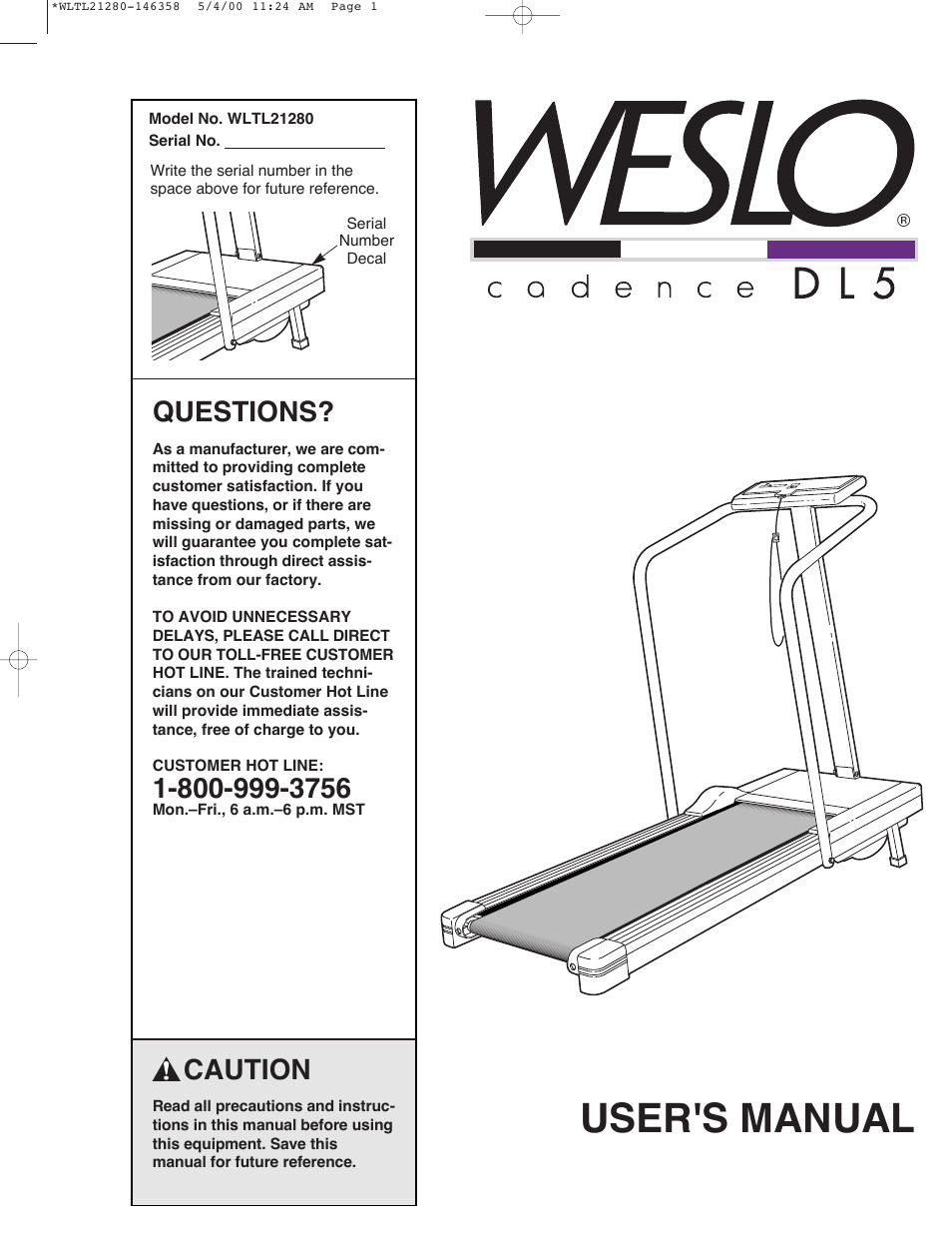 Weslo WLTL21280 User Manual | 16 pages