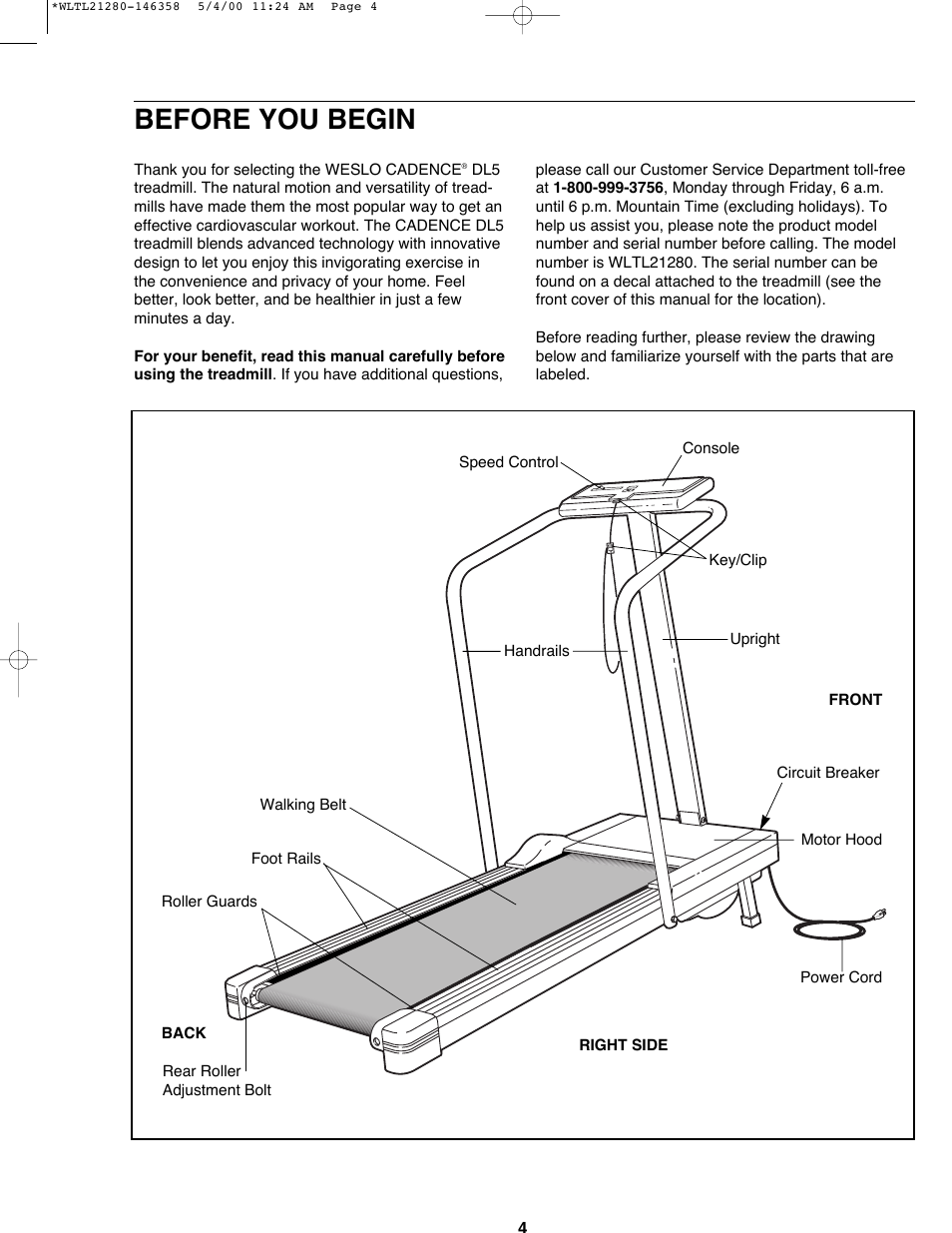 Before you begin | Weslo WLTL21280 User Manual | Page 4 / 16