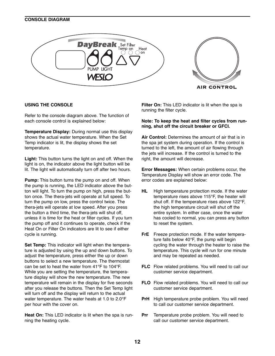 Weslo Daybreak 515 WLHS42081 User Manual | Page 12 / 24