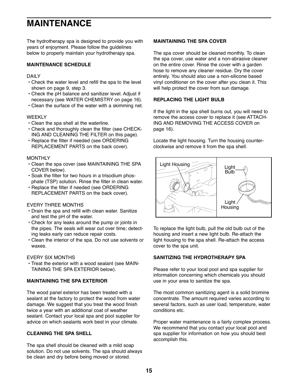 Maintenance | Weslo Daybreak 515 WLHS42081 User Manual | Page 15 / 24