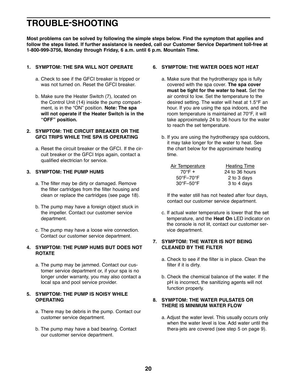 Trouble-shooting | Weslo Daybreak 515 WLHS42081 User Manual | Page 20 / 24