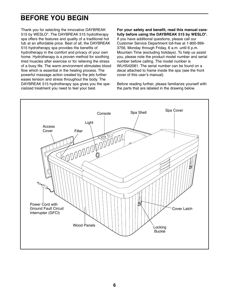 Before you begin | Weslo Daybreak 515 WLHS42081 User Manual | Page 6 / 24