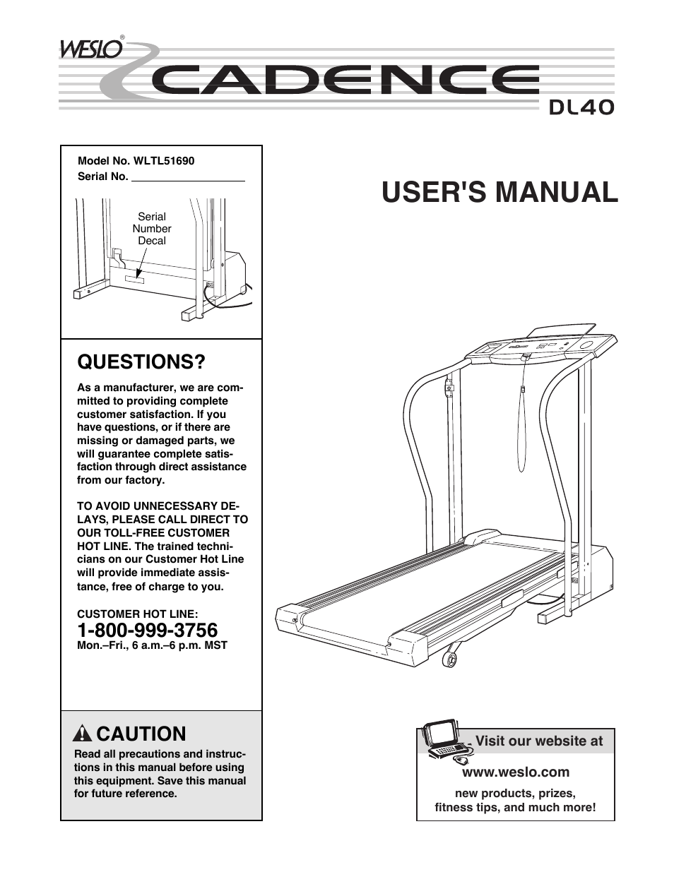 Weslo Cadence DL40 User Manual | 18 pages