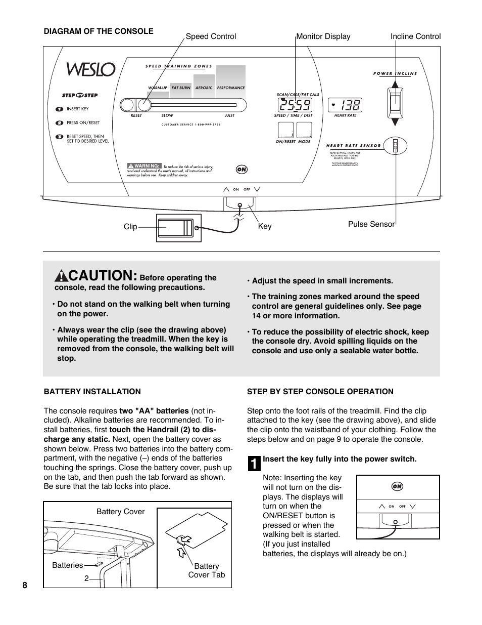 Caution | Weslo Cadence DL40 User Manual | Page 8 / 18