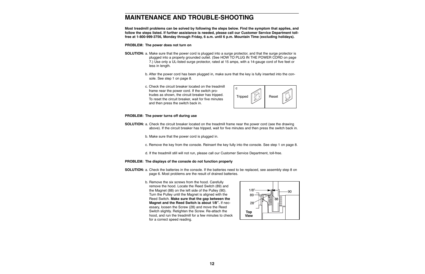 Maintenance and trouble-shooting | Weslo WLTL27080 User Manual | Page 12 / 18