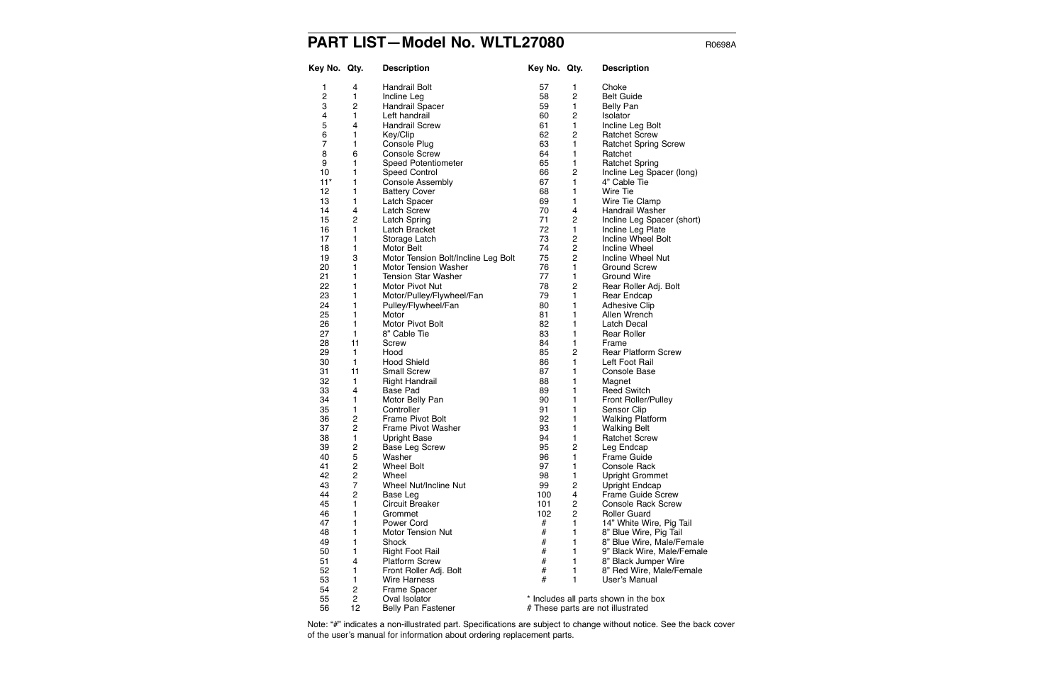 Weslo WLTL27080 User Manual | Page 16 / 18