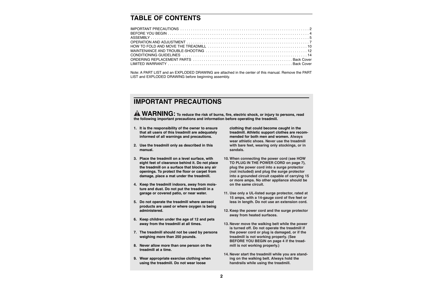 Weslo WLTL27080 User Manual | Page 2 / 18