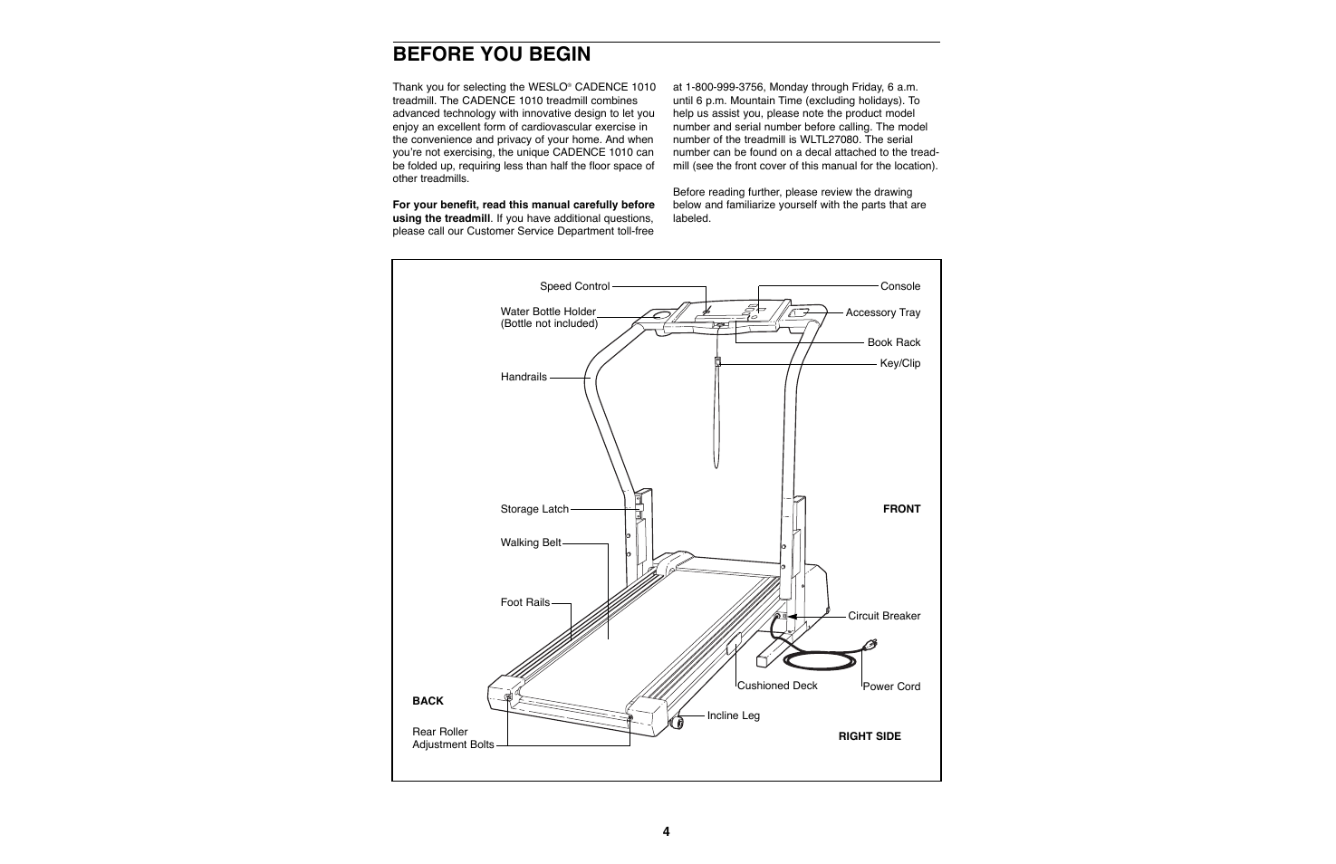 Before you begin | Weslo WLTL27080 User Manual | Page 4 / 18