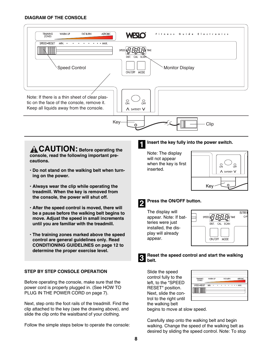 Caution | Weslo CADENCE 740 User Manual | Page 8 / 16