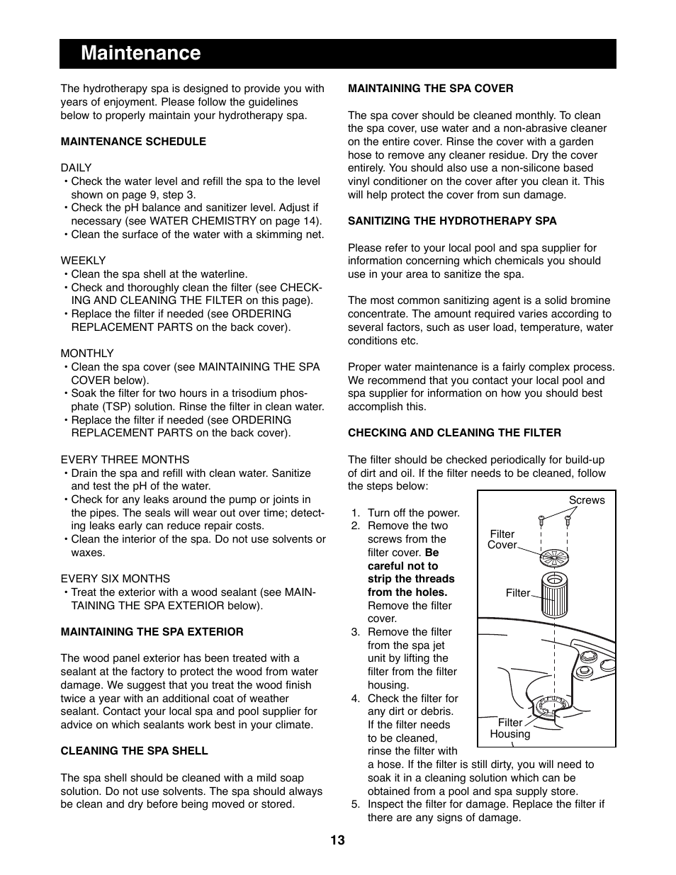 Maintenance | Weslo Daybreak 408 WLHS43081 User Manual | Page 13 / 20