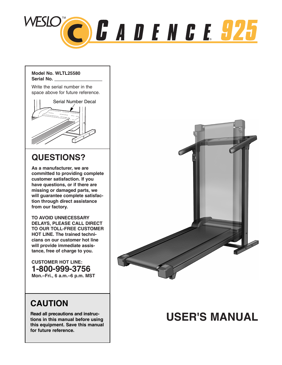 Weslo 925 User Manual | 18 pages
