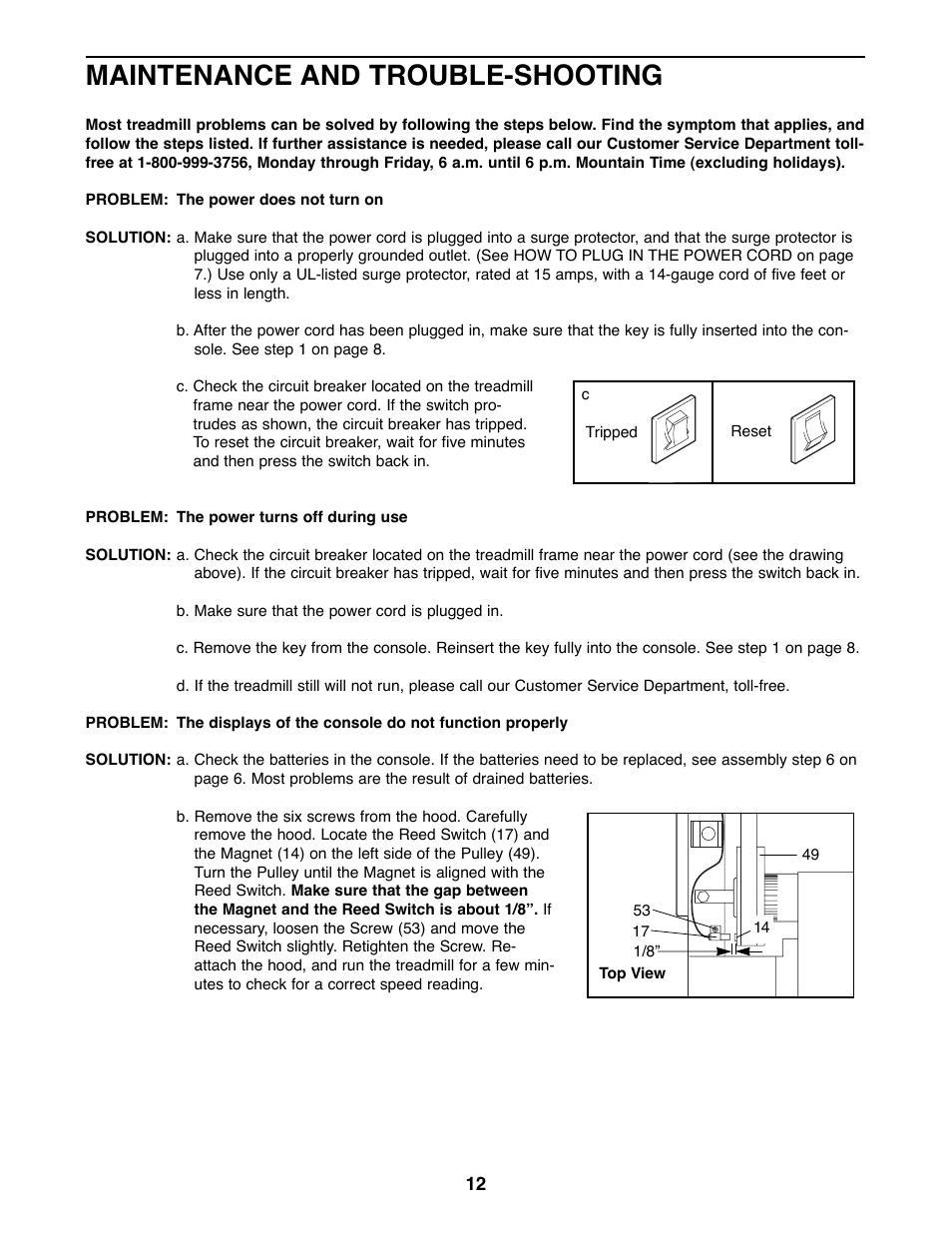 Maintenance and trouble-shooting | Weslo 925 User Manual | Page 12 / 18