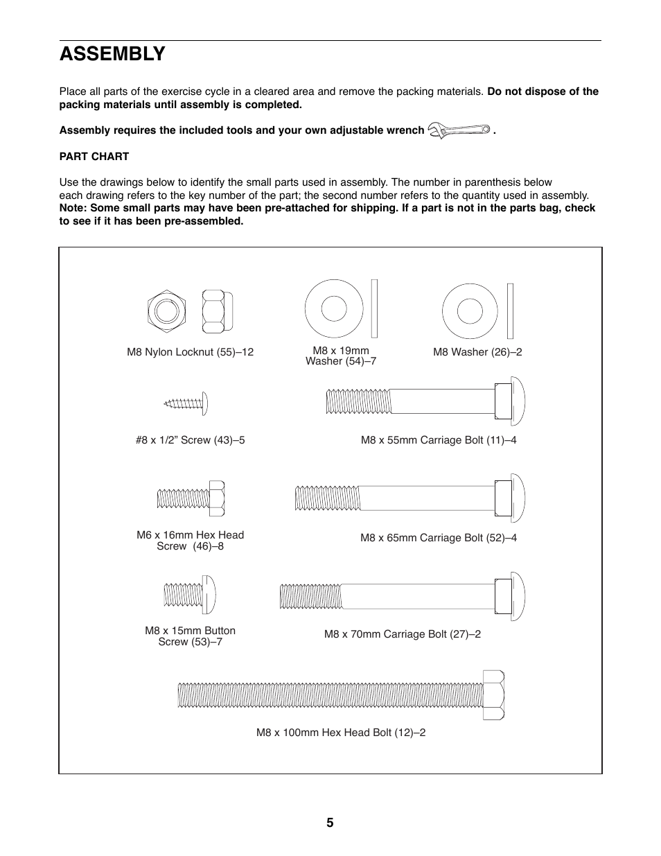 Assembly | Weslo WLEX28080 User Manual | Page 5 / 16