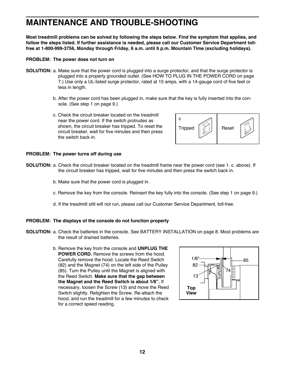 Maintenance and trouble-shooting | Weslo WLTL22190 User Manual | Page 12 / 18