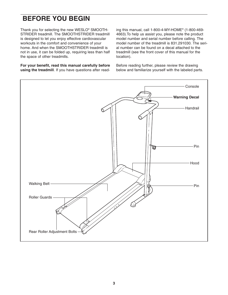 Before you begin | Weslo 831.291030 User Manual | Page 3 / 12