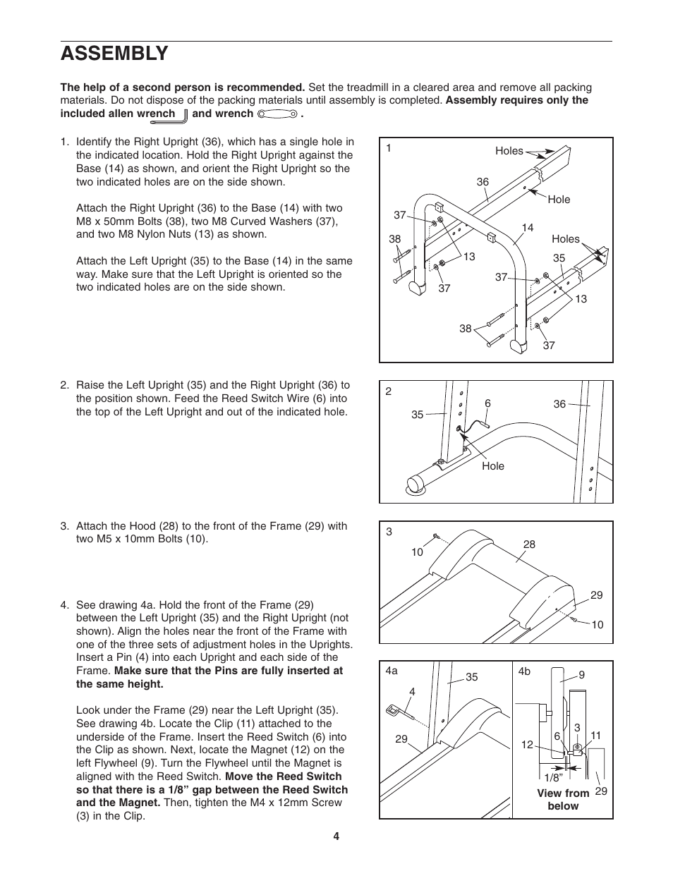 Assembly | Weslo 831.291030 User Manual | Page 4 / 12