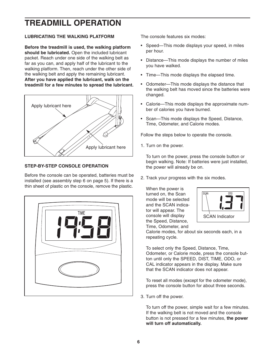 Treadmill operation | Weslo 831.291030 User Manual | Page 6 / 12