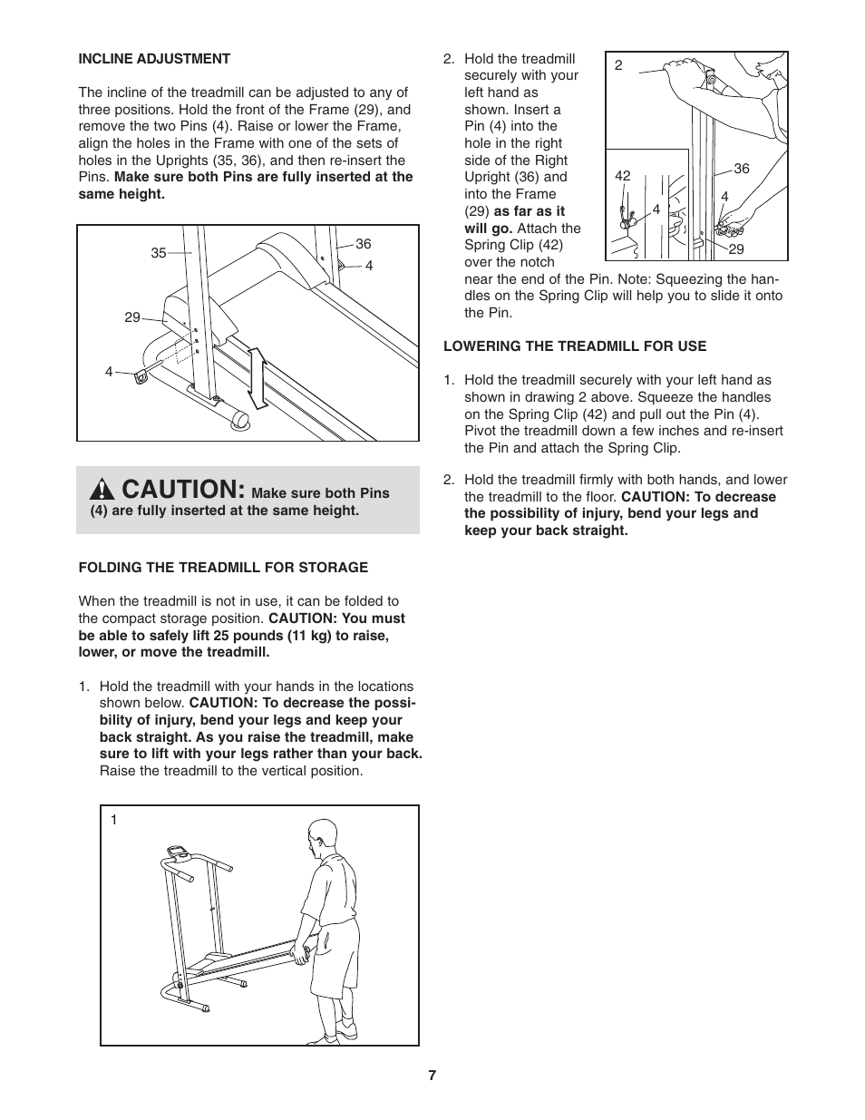 Caution | Weslo 831.291030 User Manual | Page 7 / 12
