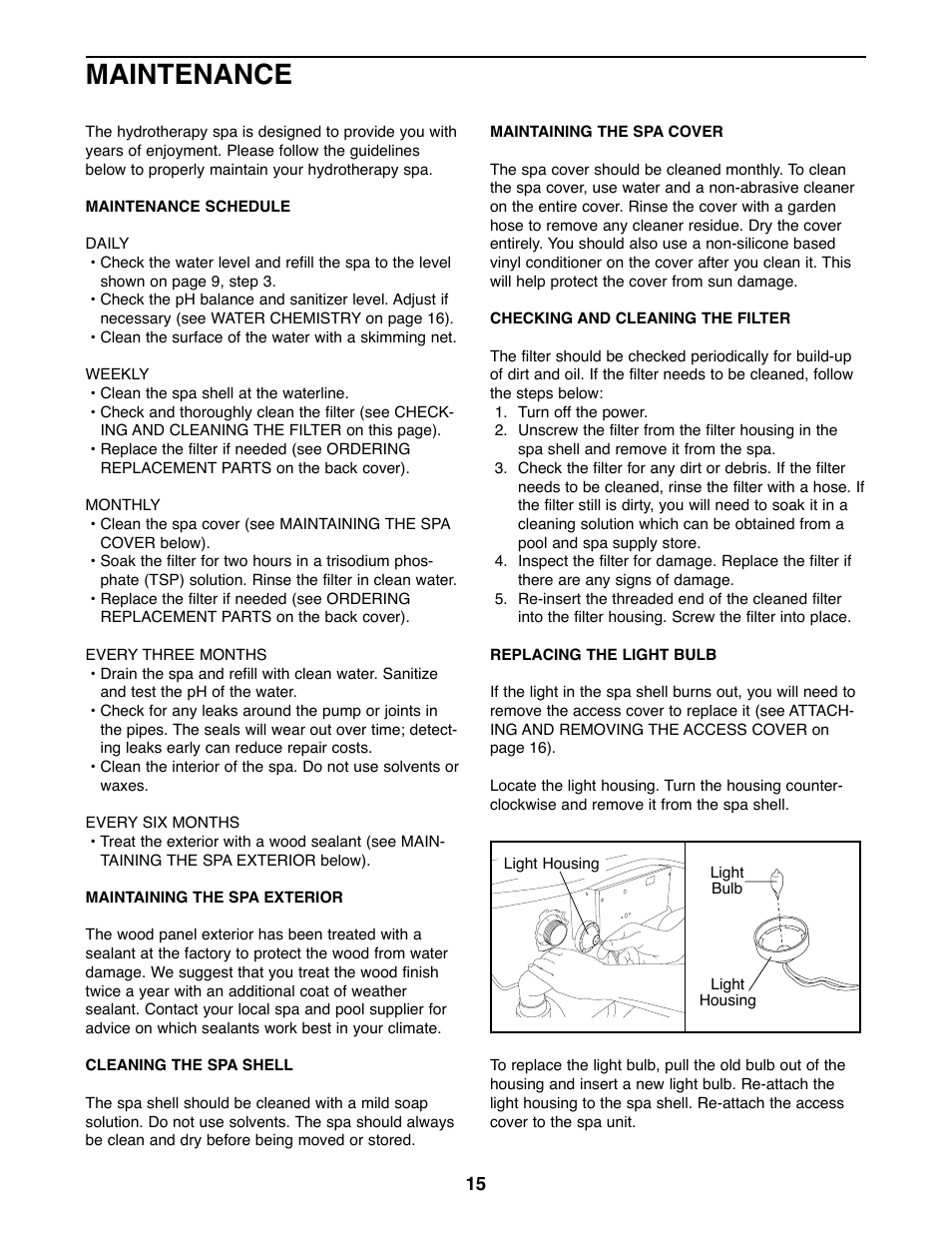 Maintenance | Weslo Daybreak 515 WLHS42080 User Manual | Page 15 / 24