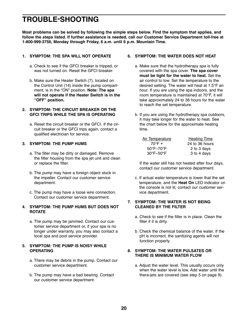 Trouble-shooting | Weslo Daybreak 515 WLHS42080 User Manual | Page 20 / 24