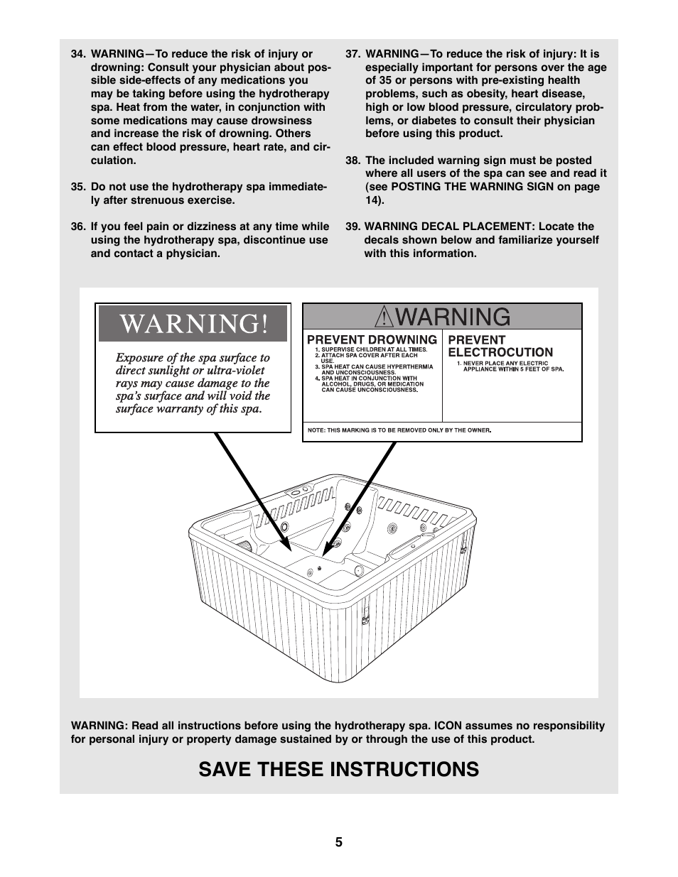Save these instructions | Weslo Daybreak 515 WLHS42080 User Manual | Page 5 / 24
