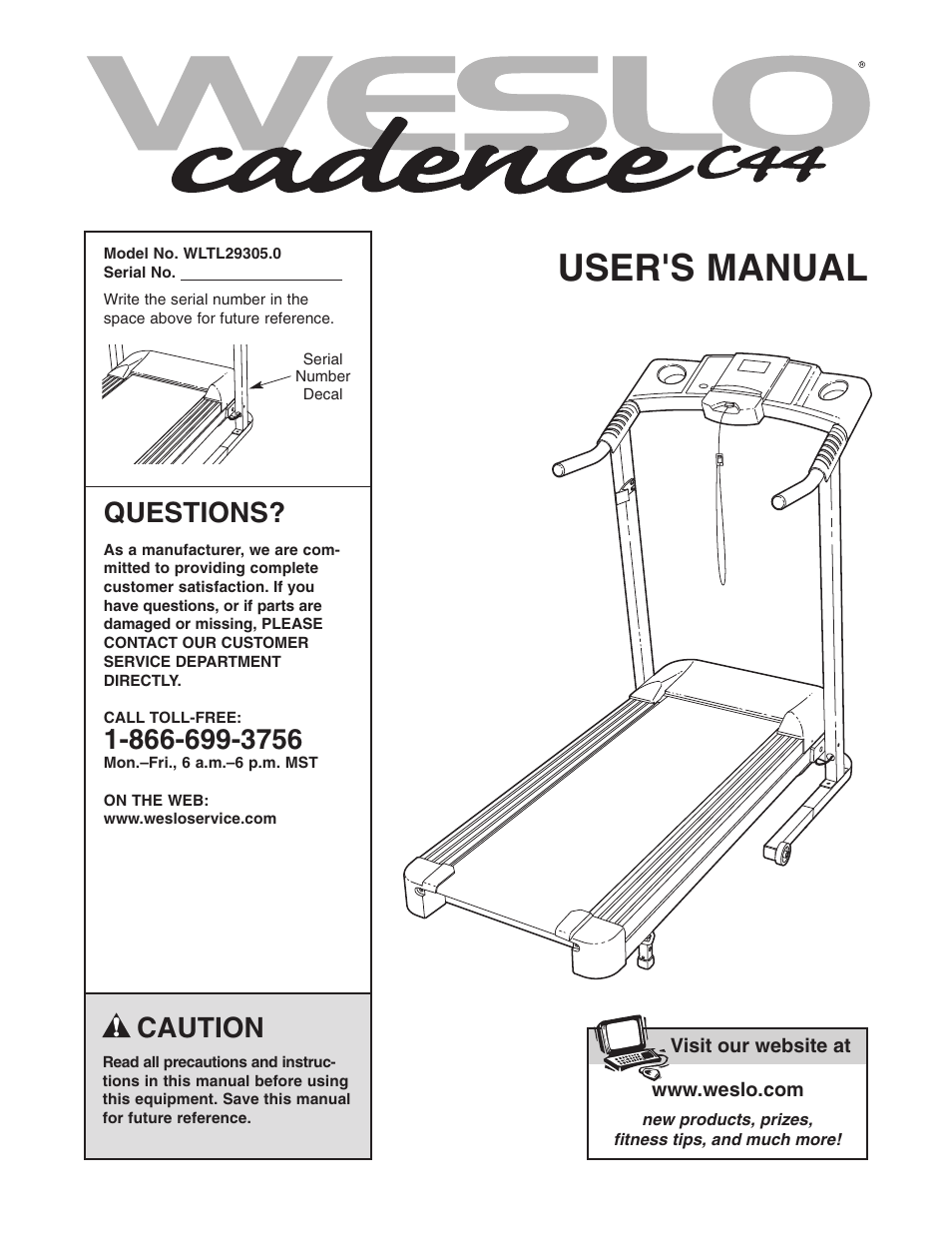 Weslo CADENCE C44 WLTL29305.0 User Manual | 23 pages