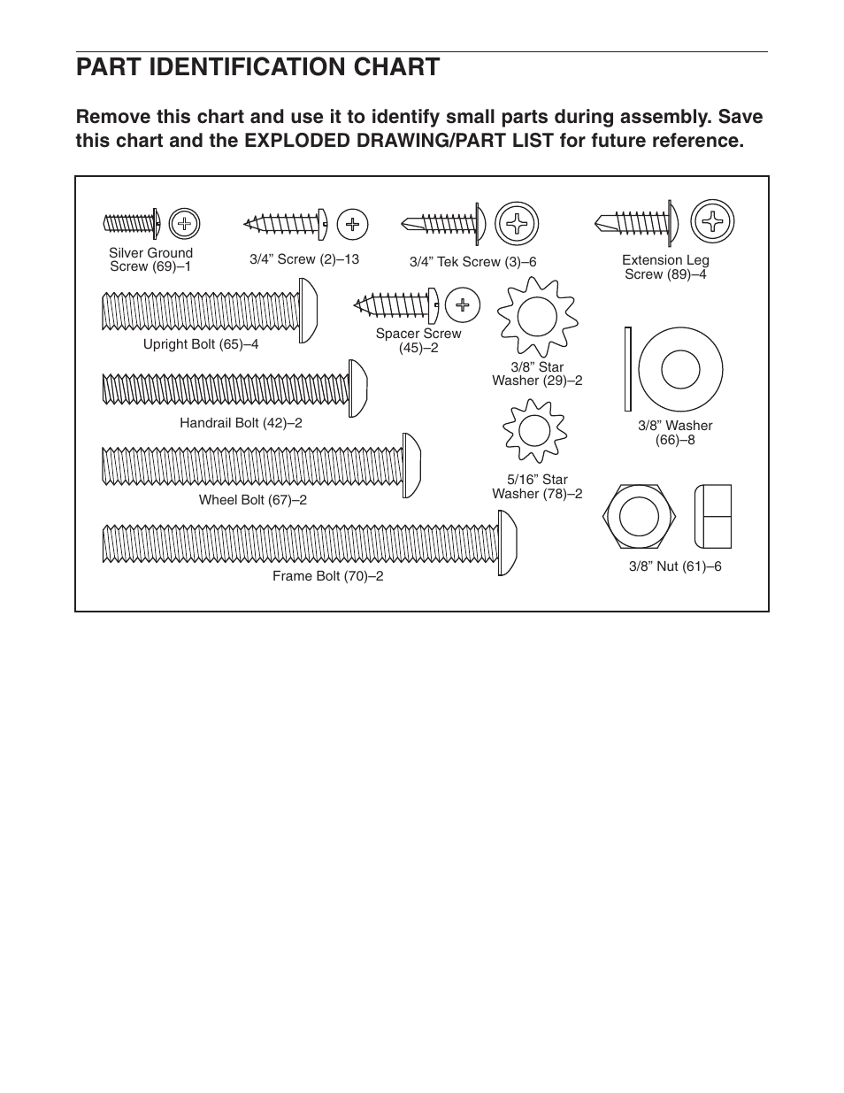 Part identification chart | Weslo CADENCE C44 WLTL29305.0 User Manual | Page 20 / 23