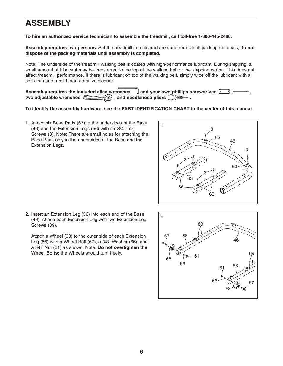 Assembly | Weslo CADENCE C44 WLTL29305.0 User Manual | Page 6 / 23