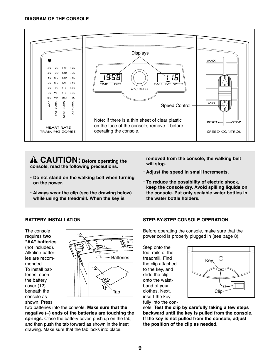 Caution | Weslo WLTL29820 User Manual | Page 9 / 19