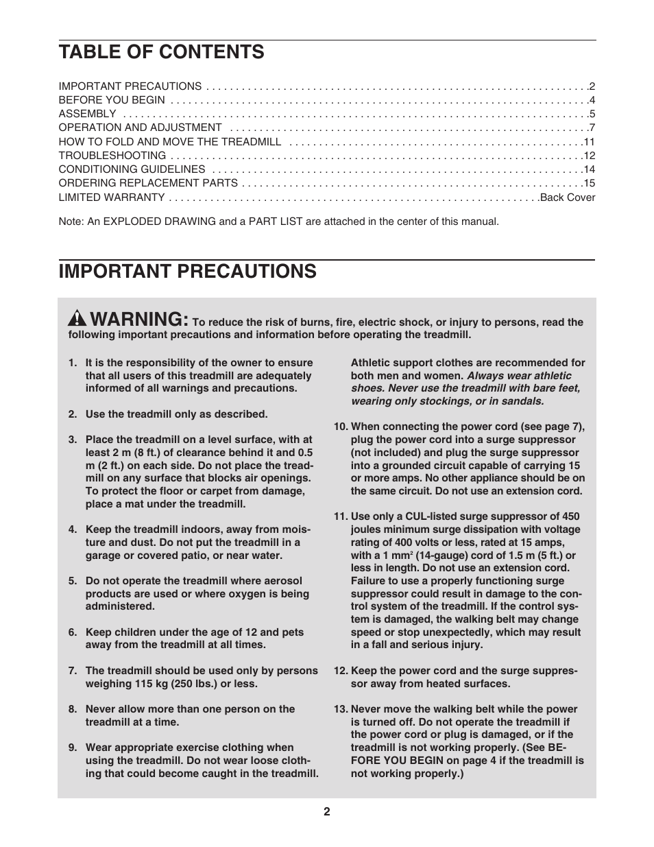 Weslo WCTL39110 User Manual | Page 2 / 19