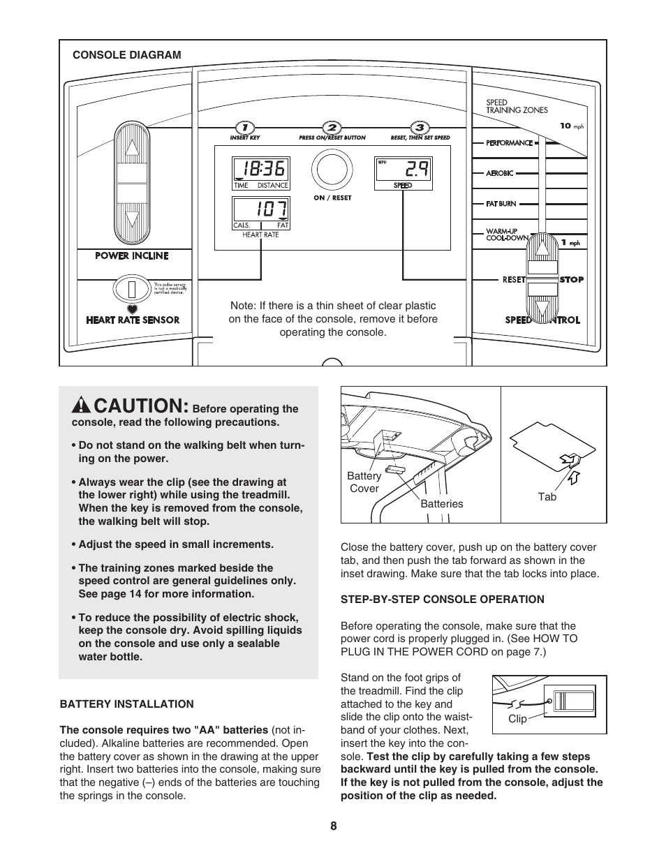 Caution | Weslo WCTL39110 User Manual | Page 8 / 19