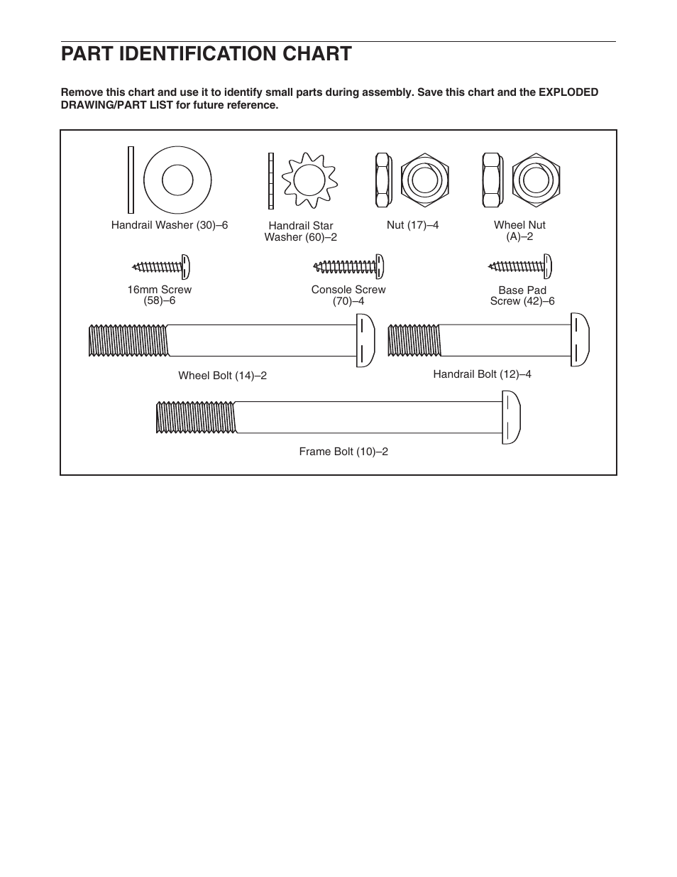 Part identification chart | Weslo WLTL19306.0 User Manual | Page 16 / 19