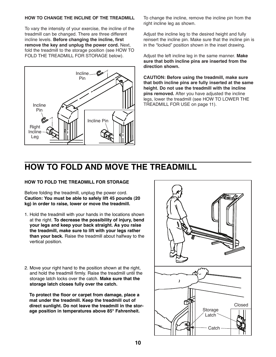 How to fold and move the treadmill | Weslo WLTL24090 User Manual | Page 10 / 18