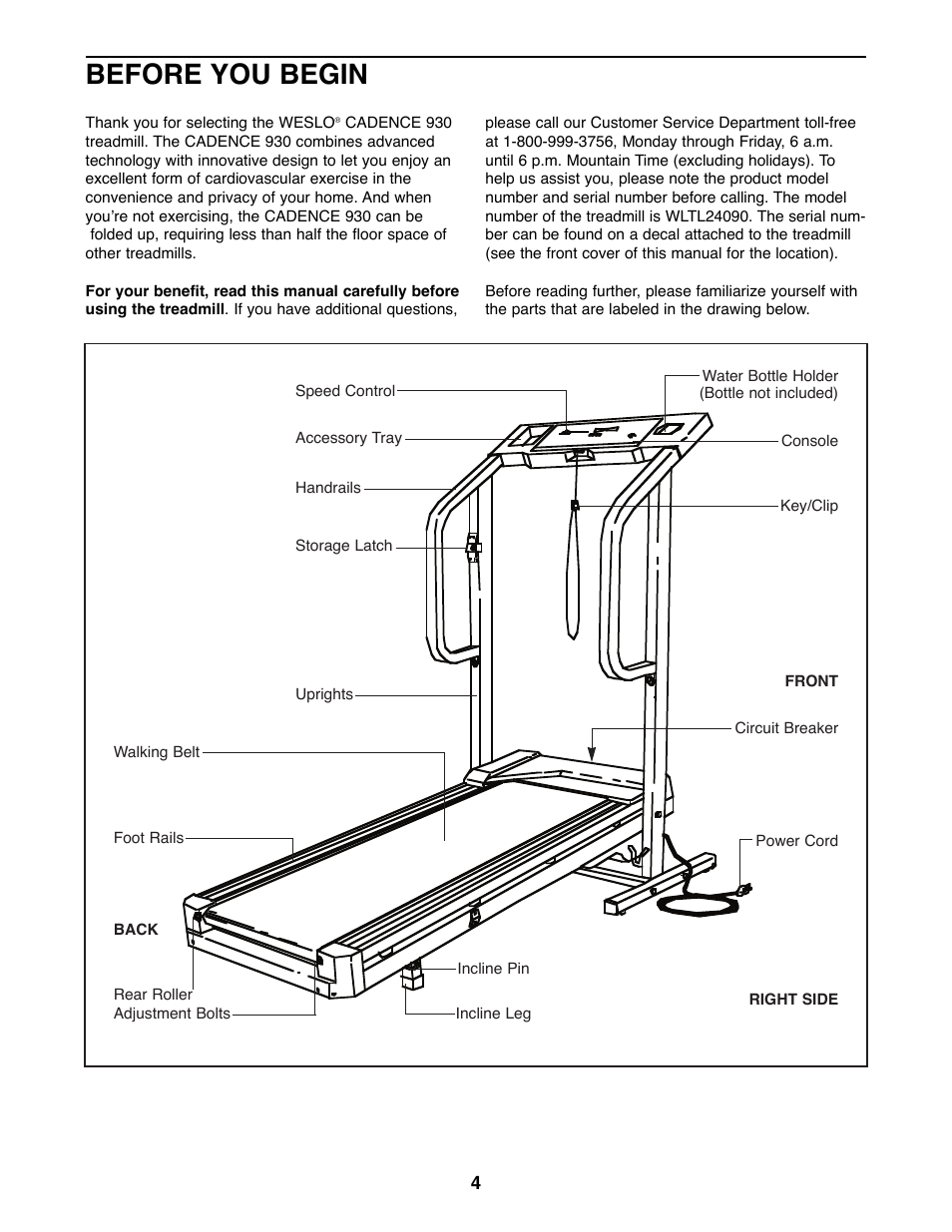 Before you begin | Weslo WLTL24090 User Manual | Page 4 / 18