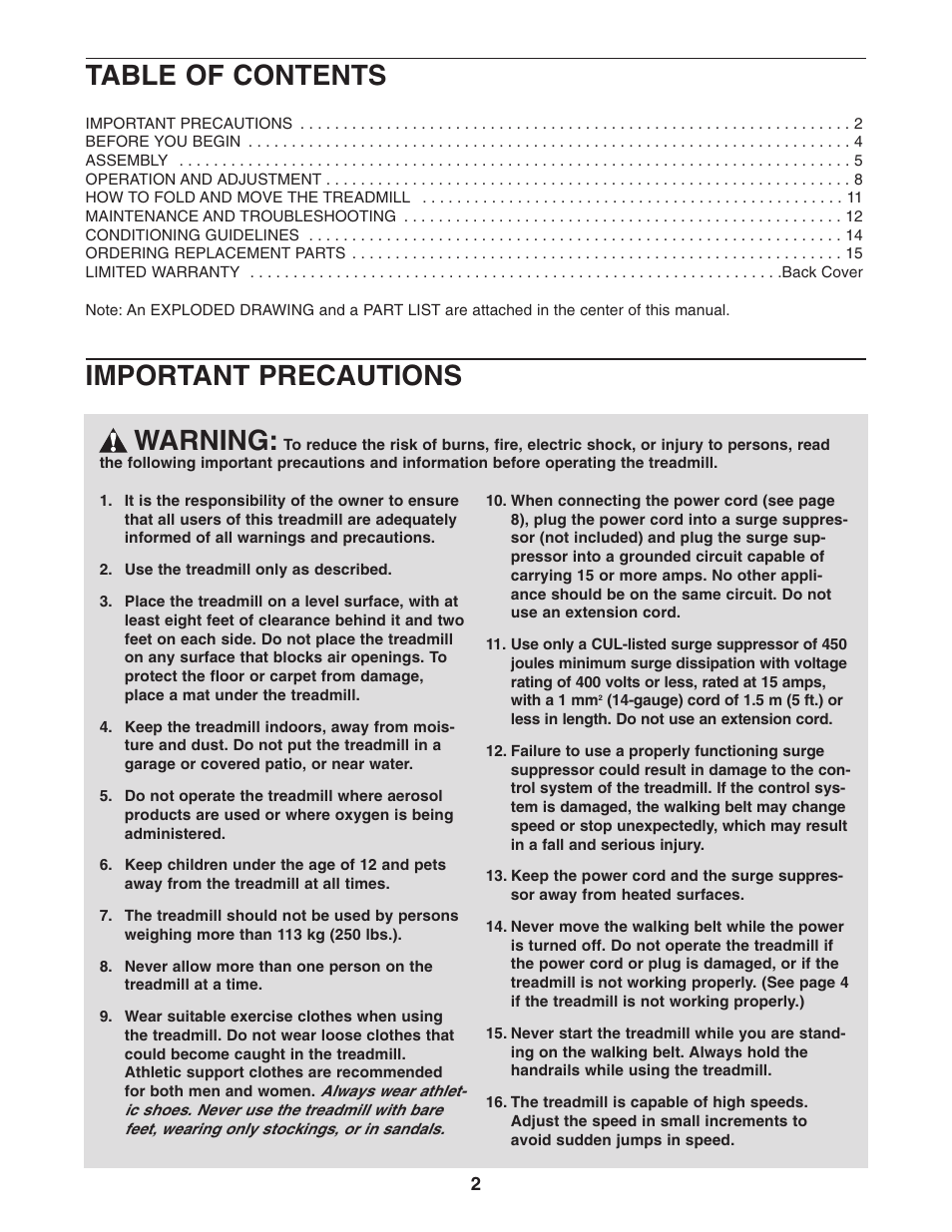 Weslo WLTL211041 User Manual | Page 2 / 19